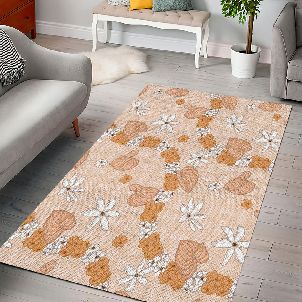 Hawaii Anthurium Tiare Pikake Lei Area Rug Alani Lauhala Art Pattern