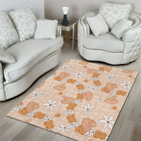Hawaii Anthurium Tiare Pikake Lei Area Rug Alani Lauhala Art Pattern