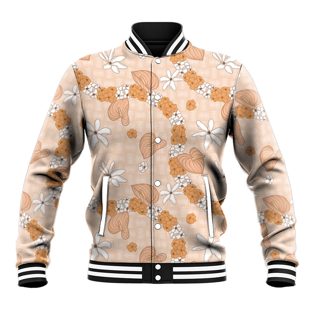 Hawaii Anthurium Tiare Pikake Lei Baseball Jacket Alani Lauhala Art Pattern