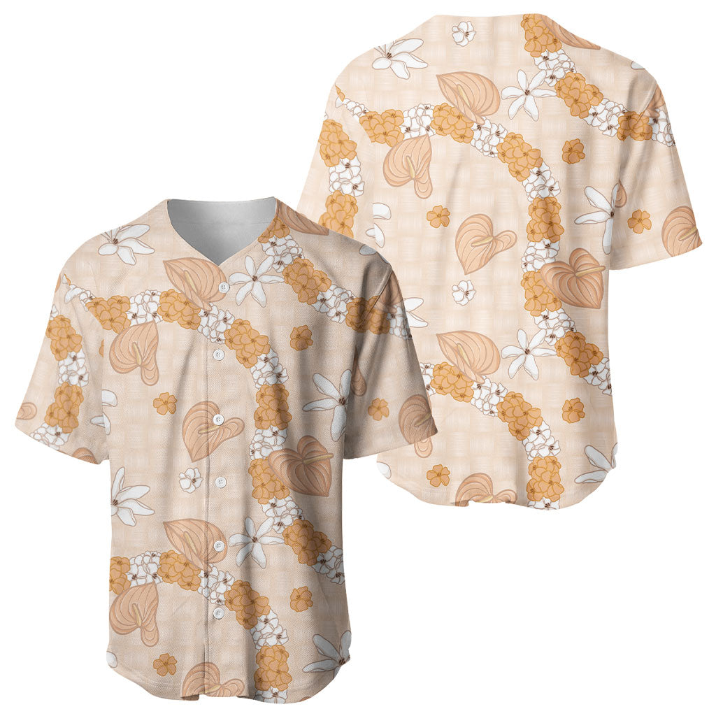 Hawaii Anthurium Tiare Pikake Lei Baseball Jersey Alani Lauhala Art Pattern LT01 - Polynesian Pride