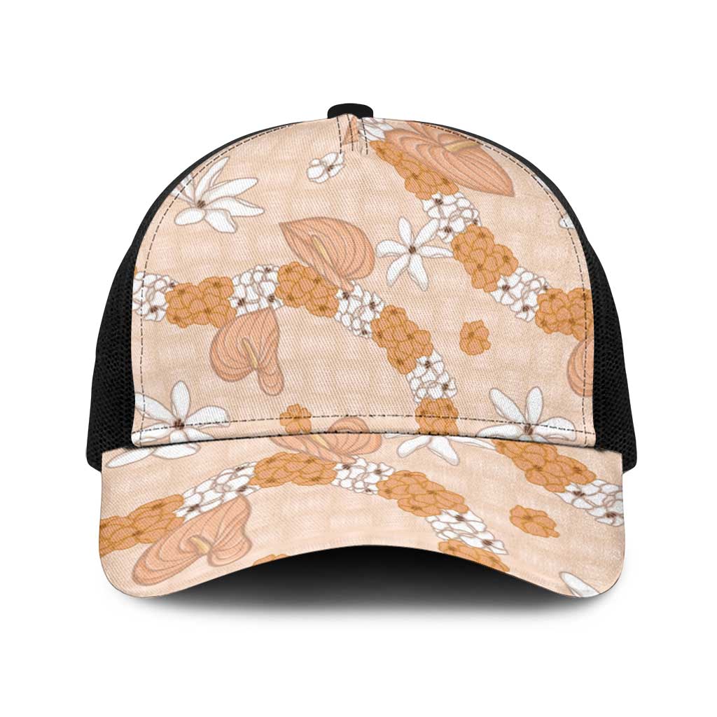 Hawaii Anthurium Tiare Pikake Lei Baseball Net Cap Alani Lauhala Art Pattern