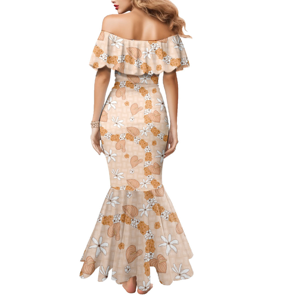 Hawaii Anthurium Tiare Pikake Lei Family Matching Mermaid Dress and Hawaiian Shirt Alani Lauhala Art Pattern LT01 - Polynesian Pride