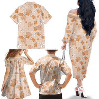 Hawaii Anthurium Tiare Pikake Lei Family Matching Off The Shoulder Long Sleeve Dress and Hawaiian Shirt Alani Lauhala Art Pattern