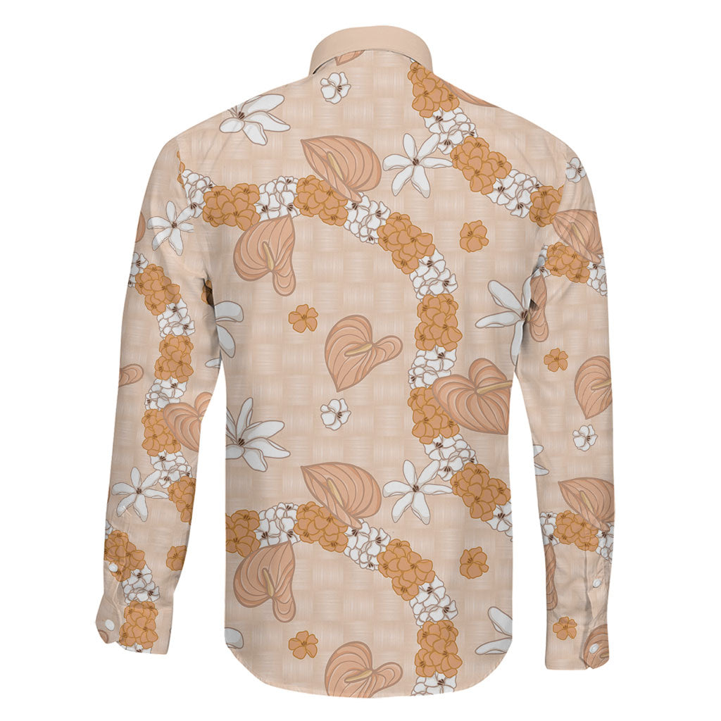 Hawaii Anthurium Tiare Pikake Lei Family Matching Off The Shoulder Long Sleeve Dress and Hawaiian Shirt Alani Lauhala Art Pattern