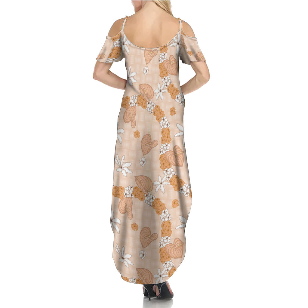 Hawaii Anthurium Tiare Pikake Lei Family Matching Summer Maxi Dress and Hawaiian Shirt Alani Lauhala Art Pattern