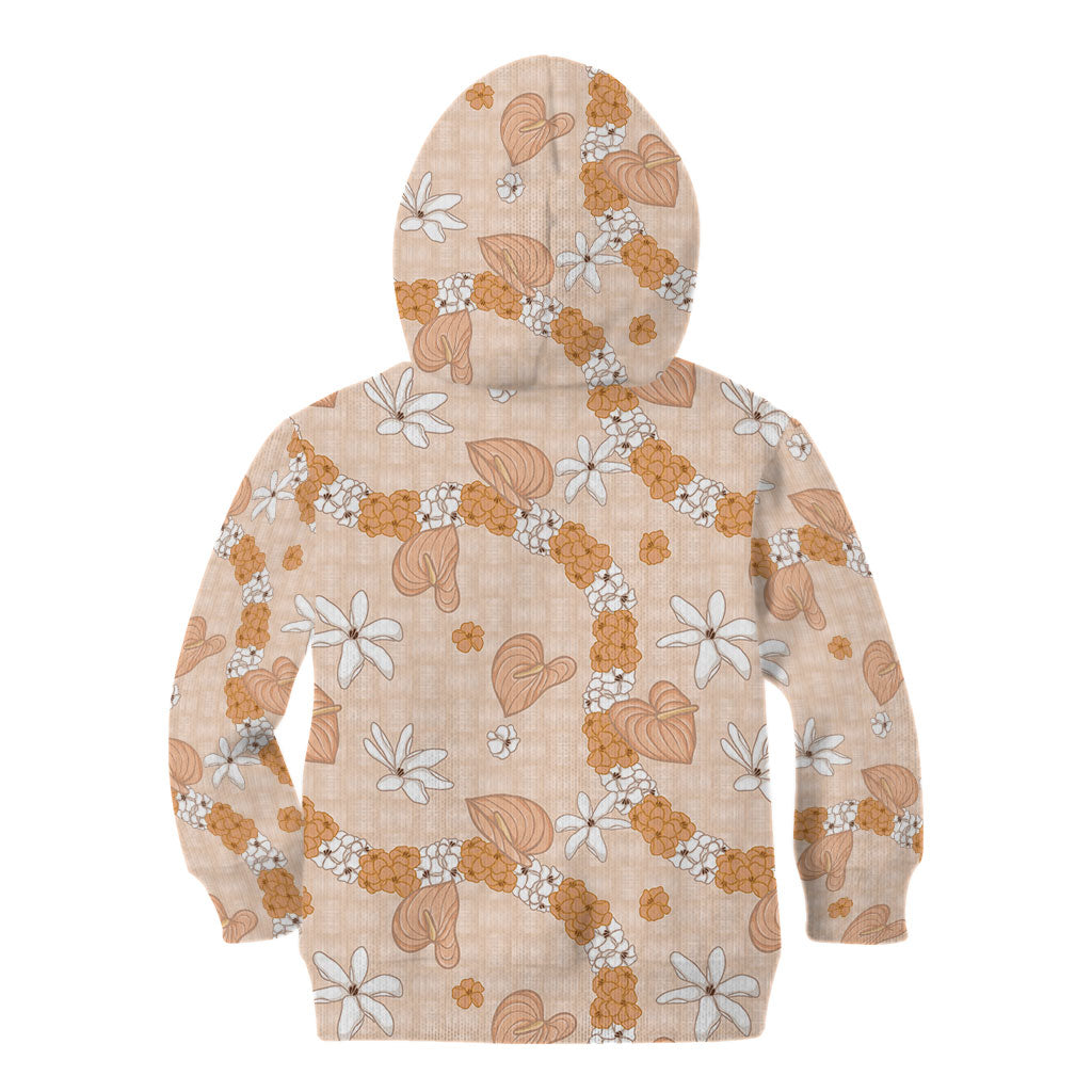 Hawaii Anthurium Tiare Pikake Lei Kid Hoodie Alani Lauhala Art Pattern LT01 - Polynesian Pride