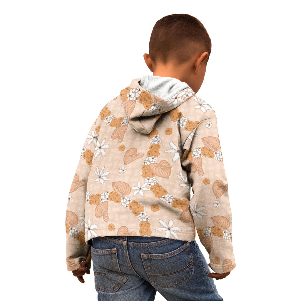Hawaii Anthurium Tiare Pikake Lei Kid Hoodie Alani Lauhala Art Pattern LT01 - Polynesian Pride