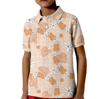 Hawaii Anthurium Tiare Pikake Lei Kid Polo Shirt Alani Lauhala Art Pattern LT01 Kid Orange - Polynesian Pride