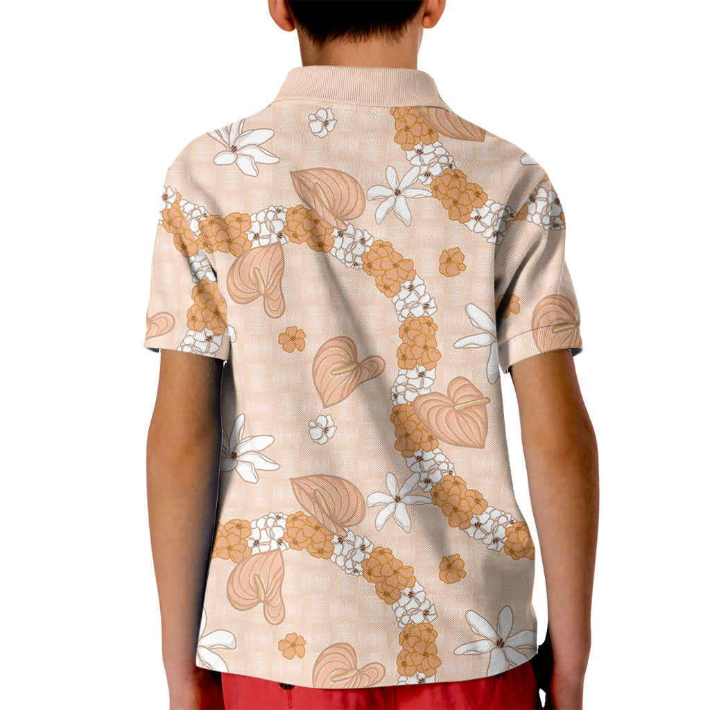 Hawaii Anthurium Tiare Pikake Lei Kid Polo Shirt Alani Lauhala Art Pattern LT01 - Polynesian Pride
