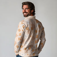 Hawaii Anthurium Tiare Pikake Lei Long Sleeve Polo Shirt Alani Lauhala Art Pattern