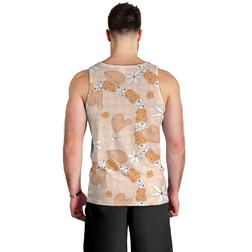 Hawaii Anthurium Tiare Pikake Lei Men Tank Top Alani Lauhala Art Pattern LT01 - Polynesian Pride