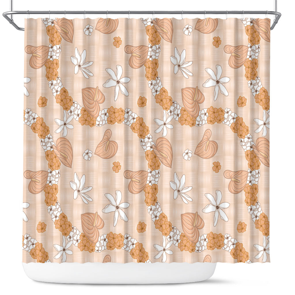 Hawaii Anthurium Tiare Pikake Lei Shower Curtain Alani Lauhala Art Pattern
