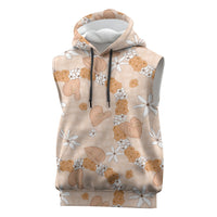 Hawaii Anthurium Tiare Pikake Lei Sleeveless Hoodie Alani Lauhala Art Pattern
