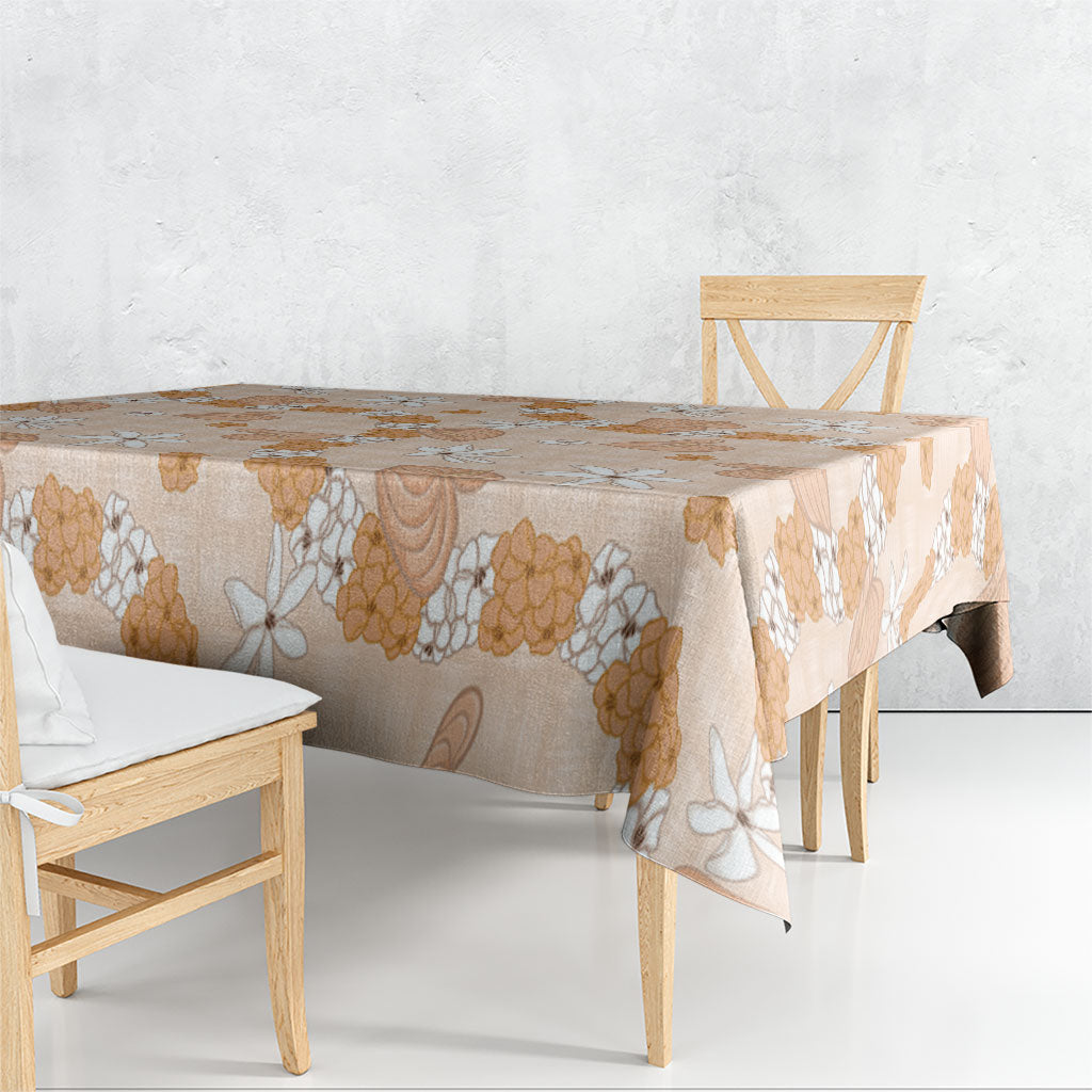 Hawaii Anthurium Tiare Pikake Lei Tablecloth Alani Lauhala Art Pattern