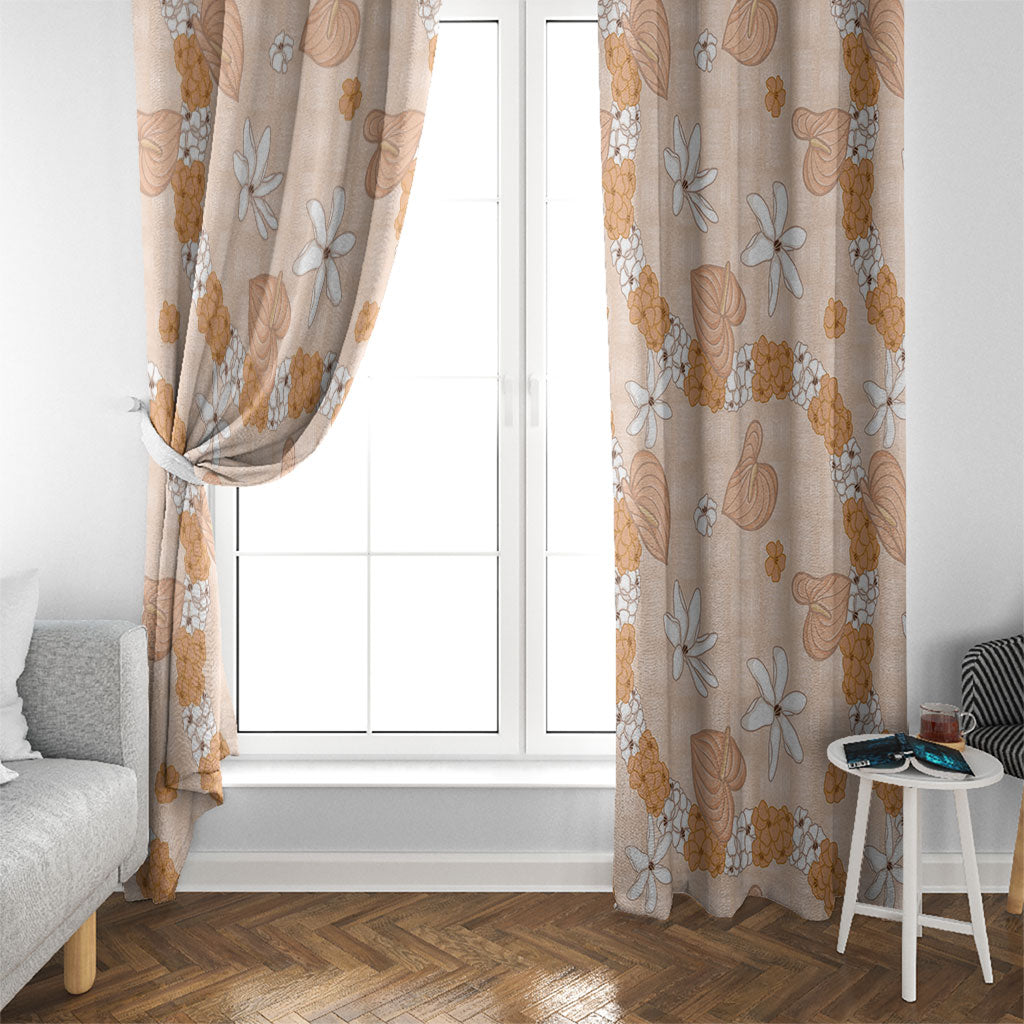 Hawaii Anthurium Tiare Pikake Lei Window Curtain Alani Lauhala Art Pattern