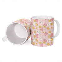 Hawaii Anthurium Tiare Pikake Lei Ceramic Mug Akala Lauhala Art Pattern