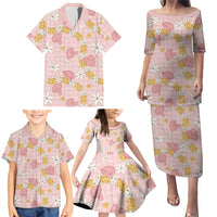 Hawaii Anthurium Tiare Pikake Lei Family Matching Puletasi and Hawaiian Shirt Akala Lauhala Art Pattern LT01 - Polynesian Pride