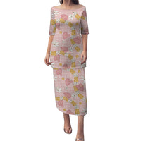 Hawaii Anthurium Tiare Pikake Lei Family Matching Puletasi and Hawaiian Shirt Akala Lauhala Art Pattern LT01 Mom's Dress Pink - Polynesian Pride