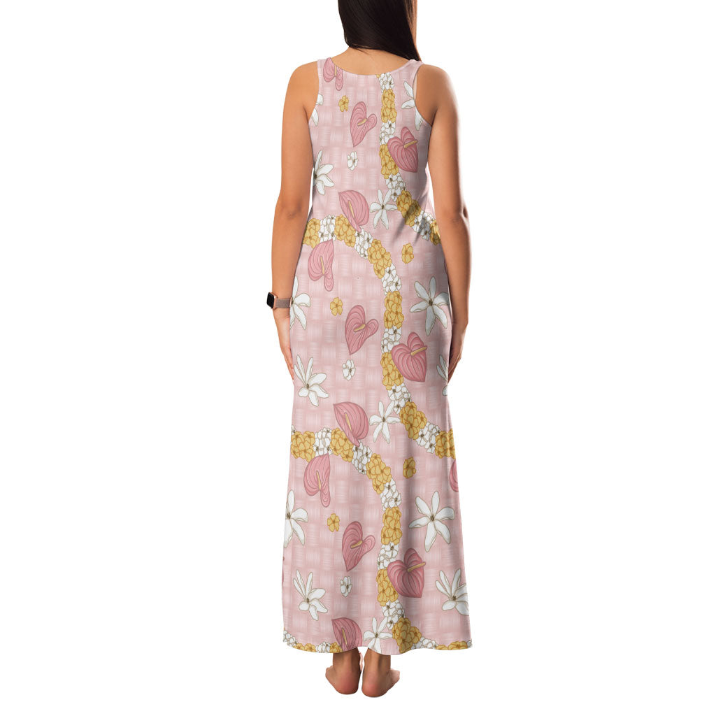 Hawaii Anthurium Tiare Pikake Lei Family Matching Tank Maxi Dress and Hawaiian Shirt Akala Lauhala Art Pattern LT01 - Polynesian Pride