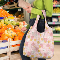 Hawaii Anthurium Tiare Pikake Lei Grocery Bag Akala Lauhala Art Pattern LT01 - Polynesian Pride