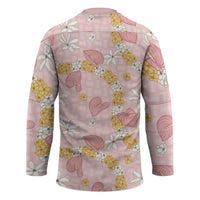 Hawaii Anthurium Tiare Pikake Lei Hockey Jersey Akala Lauhala Art Pattern