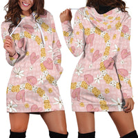 Hawaii Anthurium Tiare Pikake Lei Hoodie Dress Akala Lauhala Art Pattern LT01 - Polynesian Pride