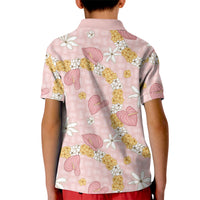 Hawaii Anthurium Tiare Pikake Lei Kid Polo Shirt Akala Lauhala Art Pattern LT01 - Polynesian Pride