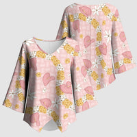 Hawaii Anthurium Tiare Pikake Lei Kimono Sleeve Blouse Akala Lauhala Art Pattern
