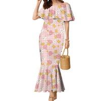 Hawaii Anthurium Tiare Pikake Lei Mermaid Dress Akala Lauhala Art Pattern LT01 Women Pink - Polynesian Pride
