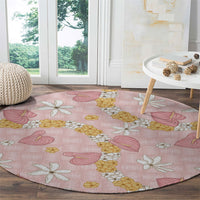 Hawaii Anthurium Tiare Pikake Lei Round Carpet Akala Lauhala Art Pattern LT01 - Polynesian Pride
