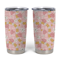 Hawaii Anthurium Tiare Pikake Lei Tumbler Cup Akala Lauhala Art Pattern