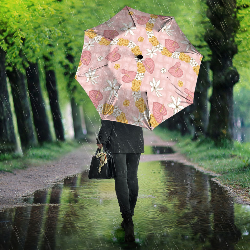 Hawaii Anthurium Tiare Pikake Lei Umbrella Akala Lauhala Art Pattern LT01 - Polynesian Pride