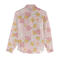 Hawaii Anthurium Tiare Pikake Lei Women Casual Shirt Akala Lauhala Art Pattern