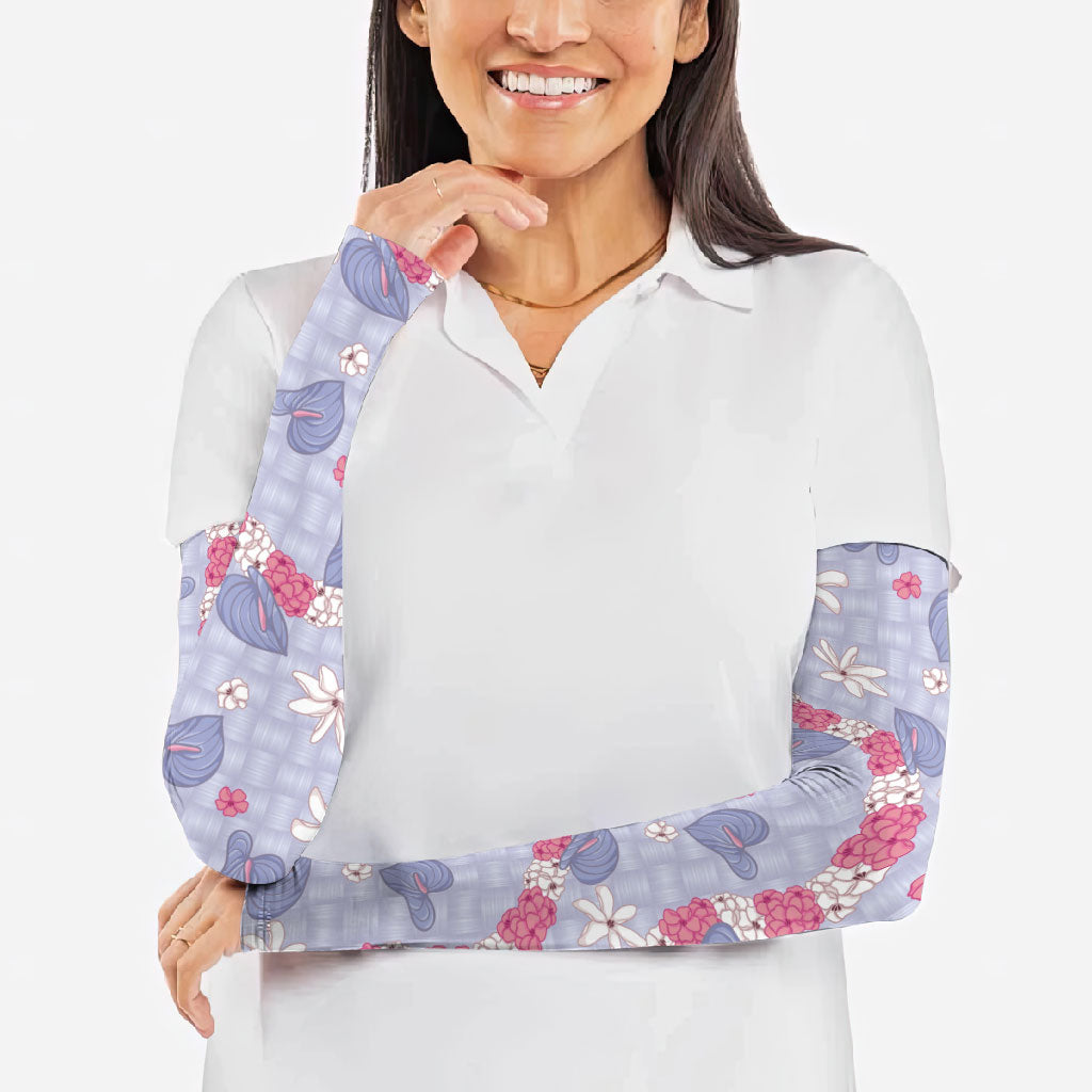 Hawaii Anthurium Tiare Pikake Lei Arm Sleeves Poni Lauhala Art Pattern