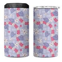 Hawaii Anthurium Tiare Pikake Lei 4 in 1 Can Cooler Tumbler Poni Lauhala Art Pattern LT01 One Size: 16 oz Purple - Polynesian Pride