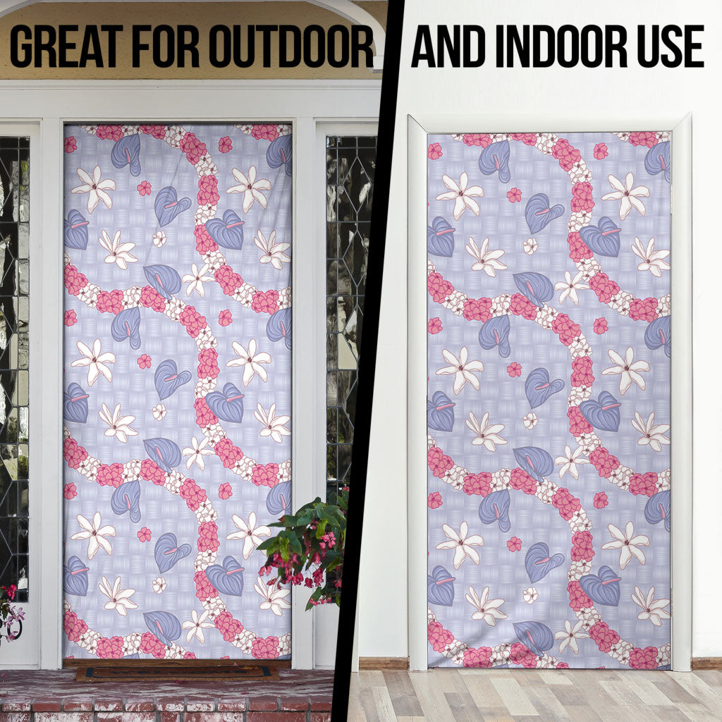 Hawaii Anthurium Tiare Pikake Lei Door Cover Poni Lauhala Art Pattern