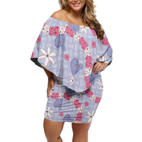 Hawaii Anthurium Tiare Pikake Lei Family Matching Off Shoulder Short Dress and Hawaiian Shirt Poni Lauhala Art Pattern