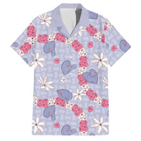 Hawaii Anthurium Tiare Pikake Lei Family Matching Short Sleeve Bodycon Dress and Hawaiian Shirt Poni Lauhala Art Pattern LT01 Dad's Shirt - Short Sleeve Purple - Polynesian Pride