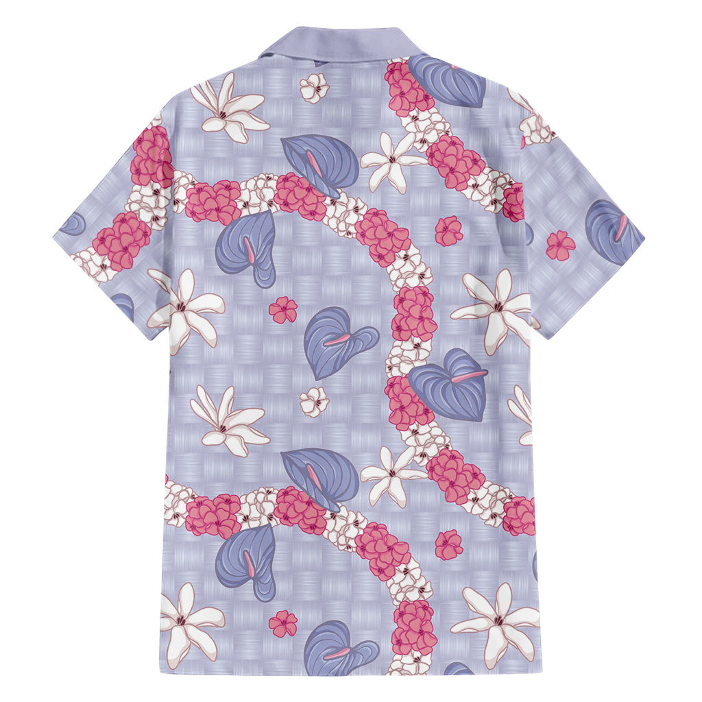 Hawaii Anthurium Tiare Pikake Lei Family Matching Short Sleeve Bodycon Dress and Hawaiian Shirt Poni Lauhala Art Pattern LT01 - Polynesian Pride