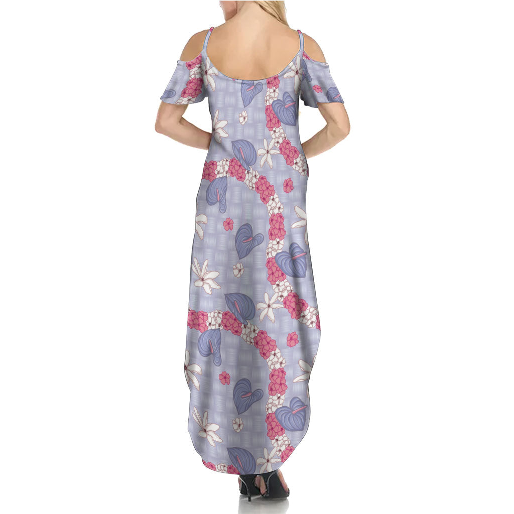 Hawaii Anthurium Tiare Pikake Lei Family Matching Summer Maxi Dress and Hawaiian Shirt Poni Lauhala Art Pattern