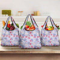 Hawaii Anthurium Tiare Pikake Lei Grocery Bag Poni Lauhala Art Pattern