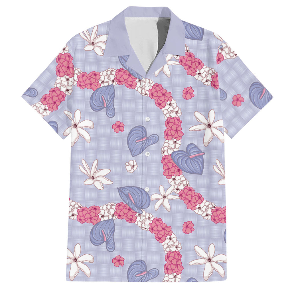 Hawaii Anthurium Tiare Pikake Lei Hawaiian Shirt Poni Lauhala Art Pattern LT01 Purple - Polynesian Pride