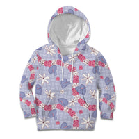 Hawaii Anthurium Tiare Pikake Lei Kid Hoodie Poni Lauhala Art Pattern LT01 Hoodie Purple - Polynesian Pride