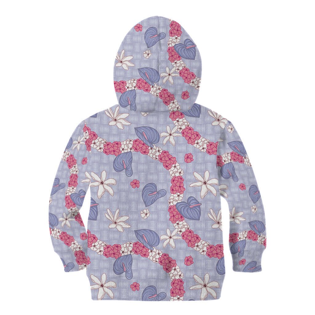 Hawaii Anthurium Tiare Pikake Lei Kid Hoodie Poni Lauhala Art Pattern LT01 - Polynesian Pride
