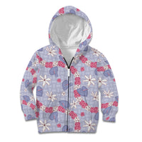 Hawaii Anthurium Tiare Pikake Lei Kid Hoodie Poni Lauhala Art Pattern LT01 Zip Hoodie Purple - Polynesian Pride