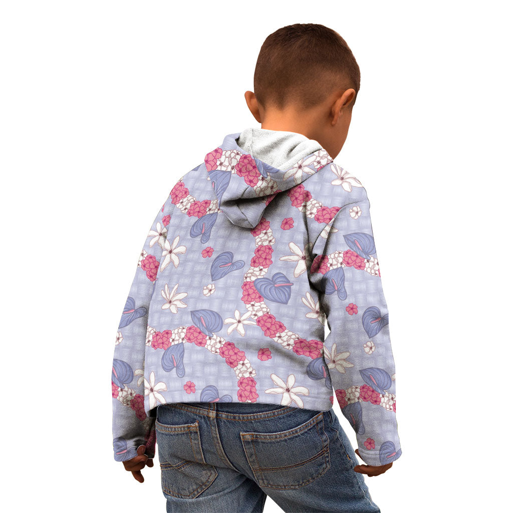 Hawaii Anthurium Tiare Pikake Lei Kid Hoodie Poni Lauhala Art Pattern LT01 - Polynesian Pride