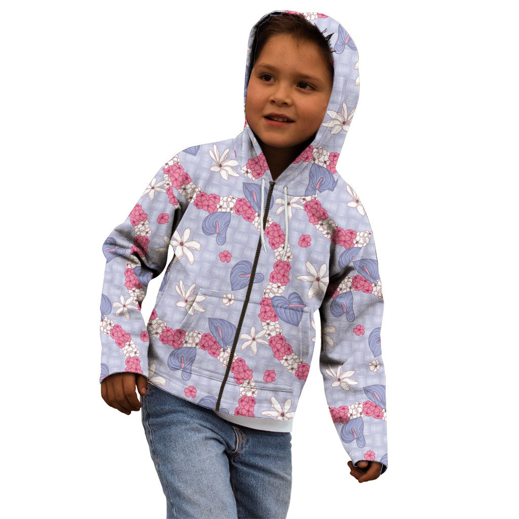 Hawaii Anthurium Tiare Pikake Lei Kid Hoodie Poni Lauhala Art Pattern LT01 - Polynesian Pride