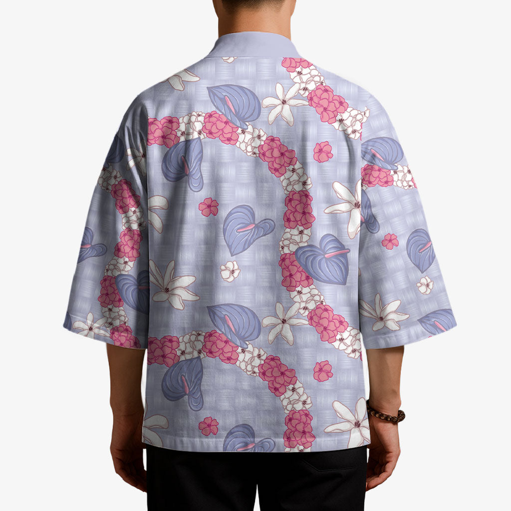 Hawaii Anthurium Tiare Pikake Lei Kimono Poni Lauhala Art Pattern
