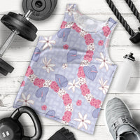 Hawaii Anthurium Tiare Pikake Lei Men Tank Top Poni Lauhala Art Pattern