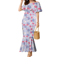 Hawaii Anthurium Tiare Pikake Lei Mermaid Dress Poni Lauhala Art Pattern LT01 Women Purple - Polynesian Pride